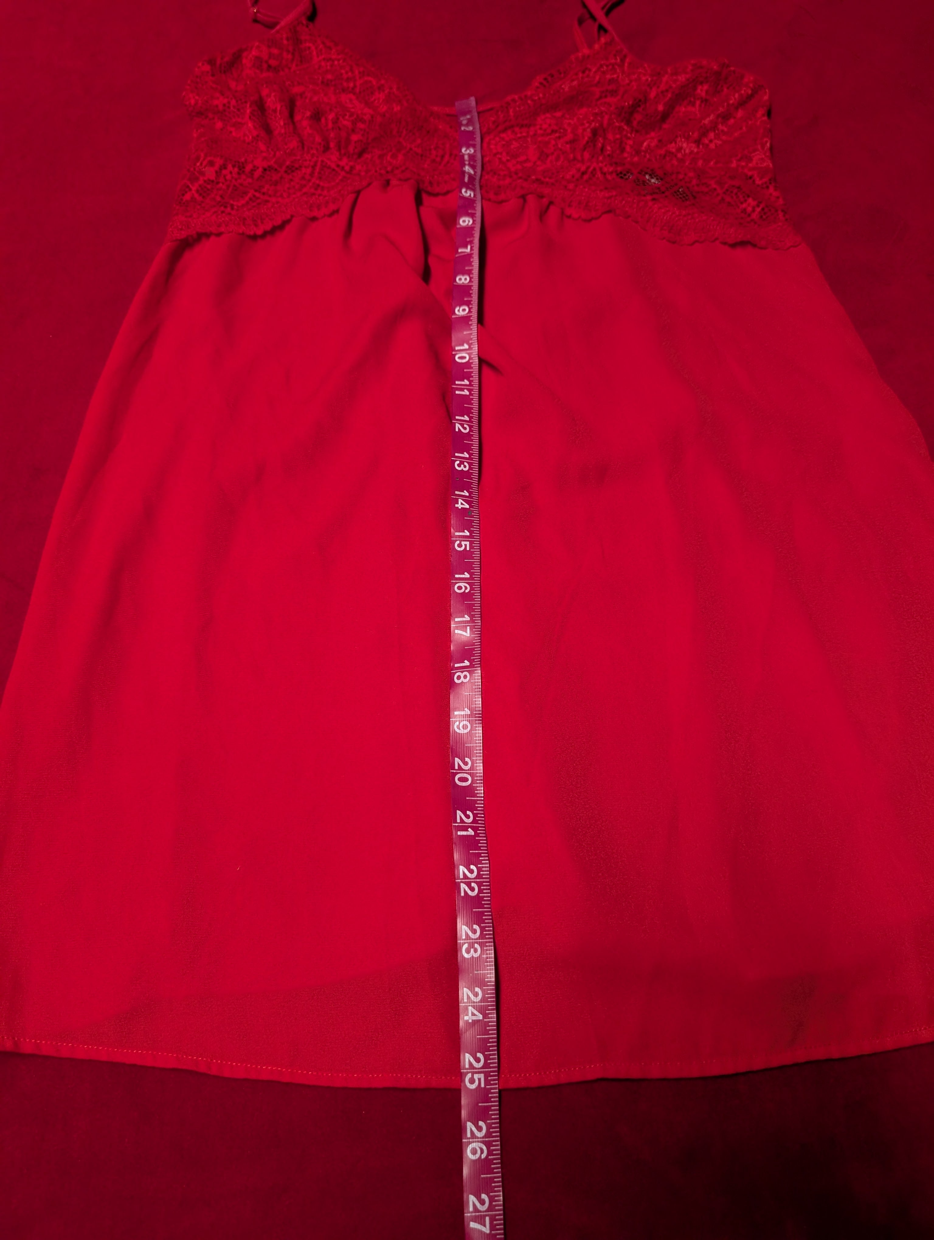 Lace Trim Red Babydoll Chemise size Large