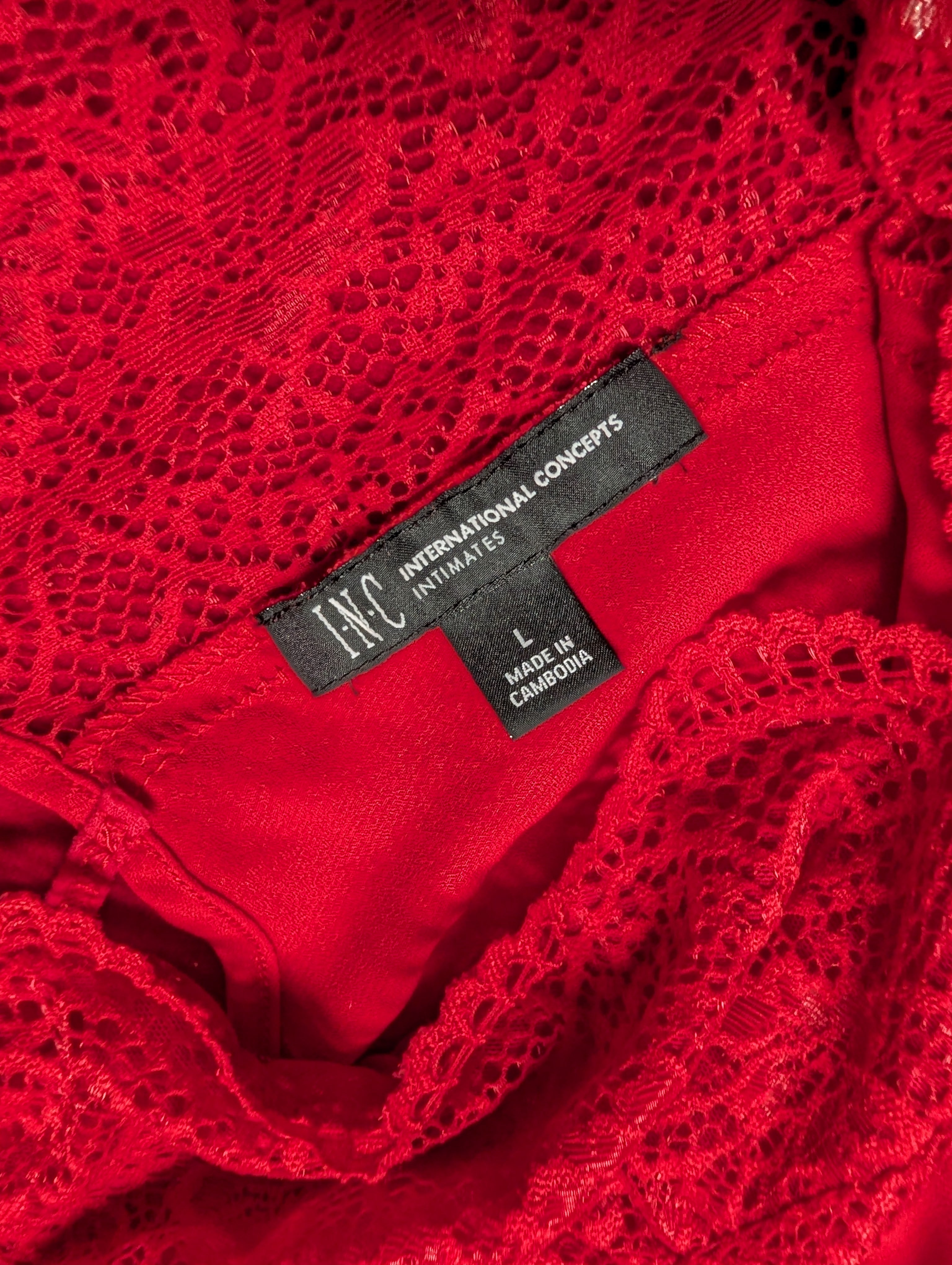 Lace Trim Red Babydoll Chemise size Large