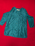 100% Silk Vintage Teal Long Sleeved Oversized Sleep Shirt Dress size Medium