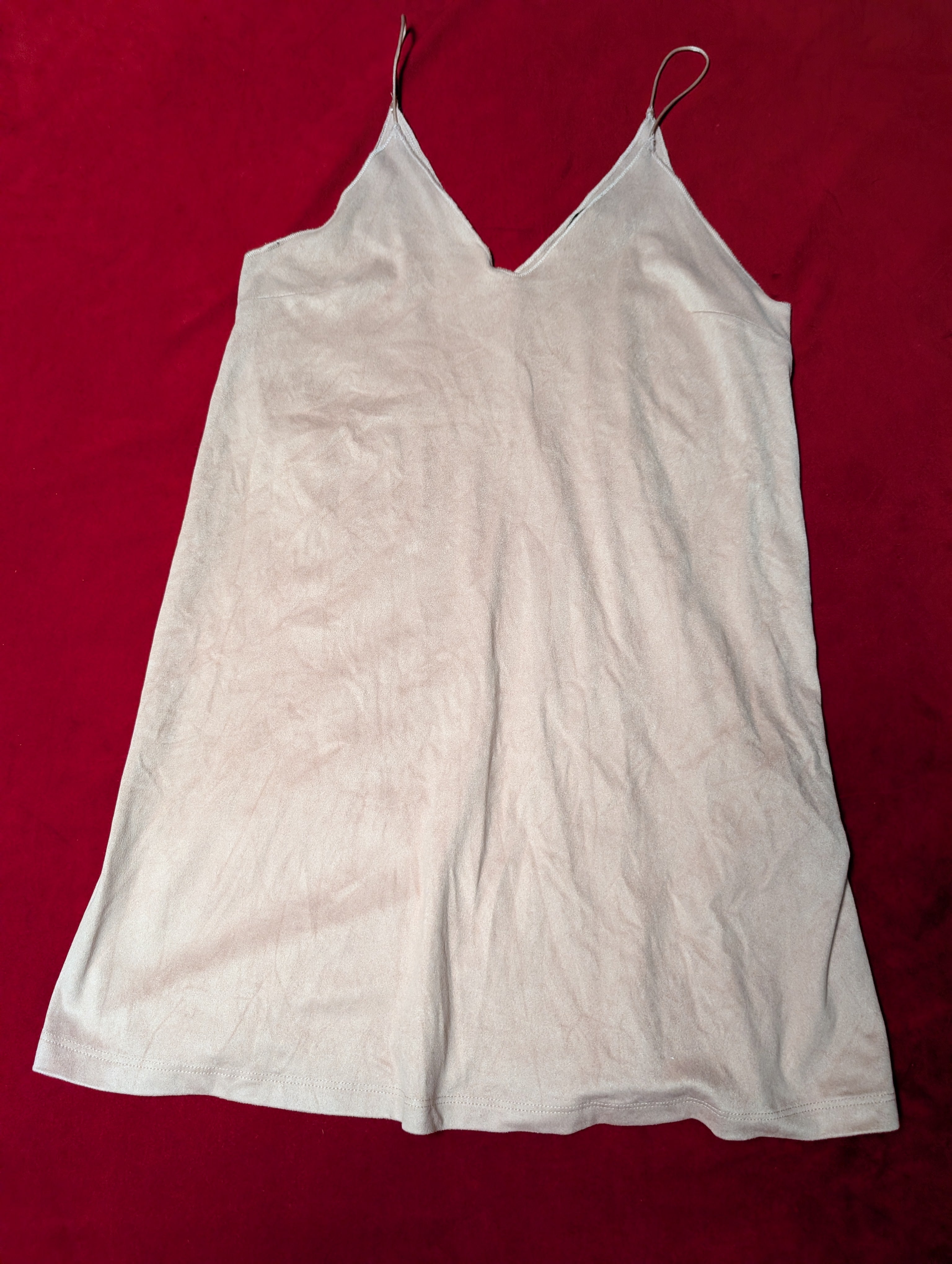Faux Suede Baby Pink V Neck Soft Slip Dress size Medium