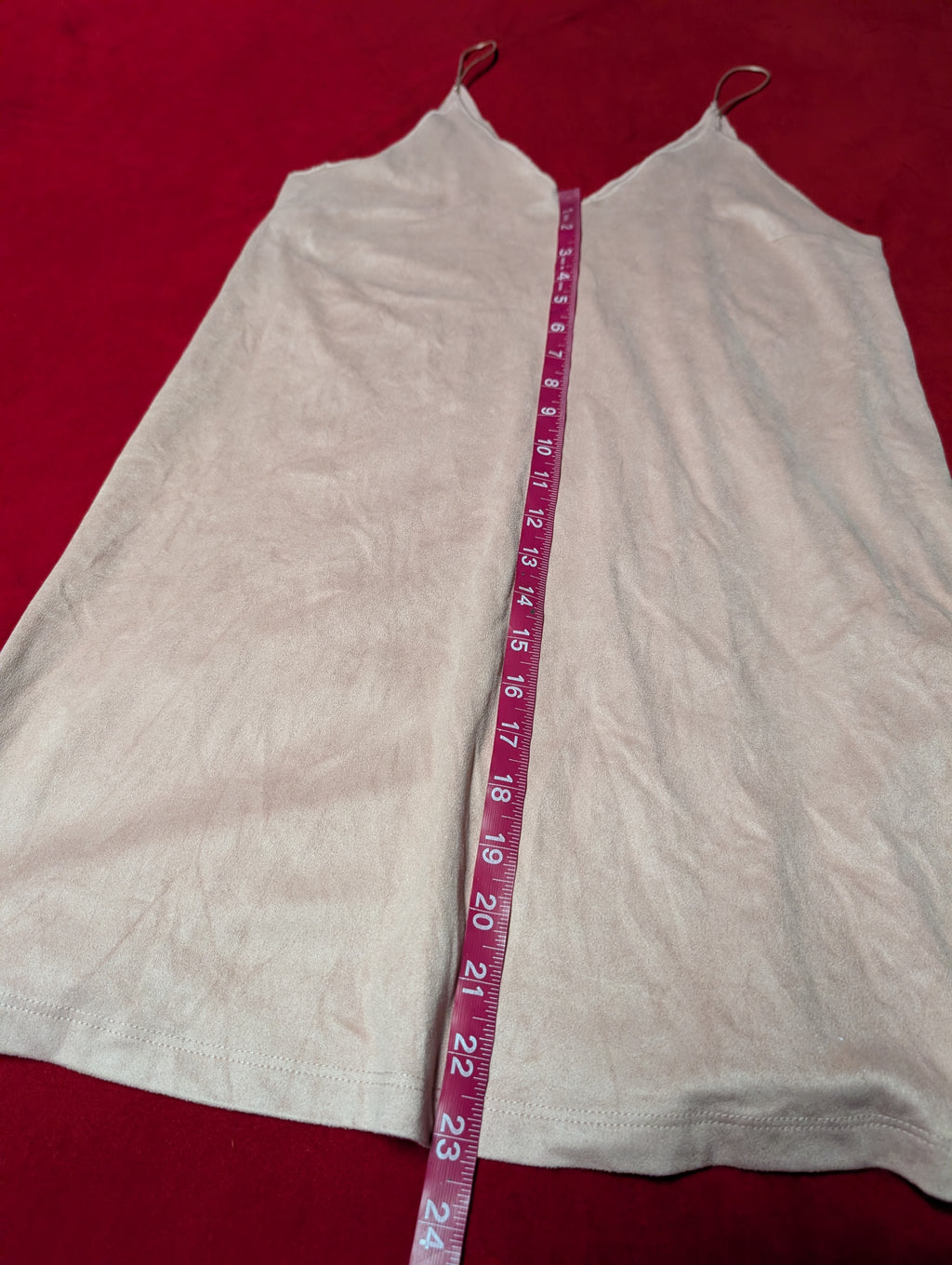 Faux Suede Baby Pink V Neck Soft Slip Dress size Medium