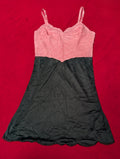 Pink & Black Nylon Adjustable Strap Slip Dress size Large