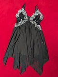 Front Closure Mini Black & White Lace Trim Babydoll Chemise Slip size Large
