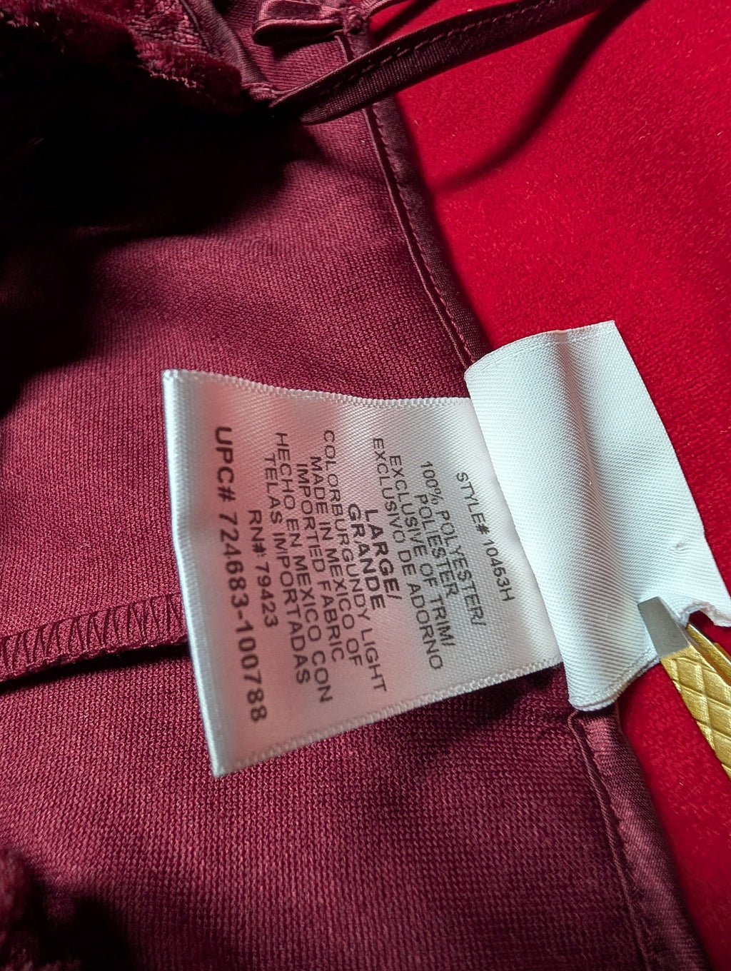 Velour Crushed Velvet Burgundy Wine Red Embroidered Babydoll Chemise Slip size Large