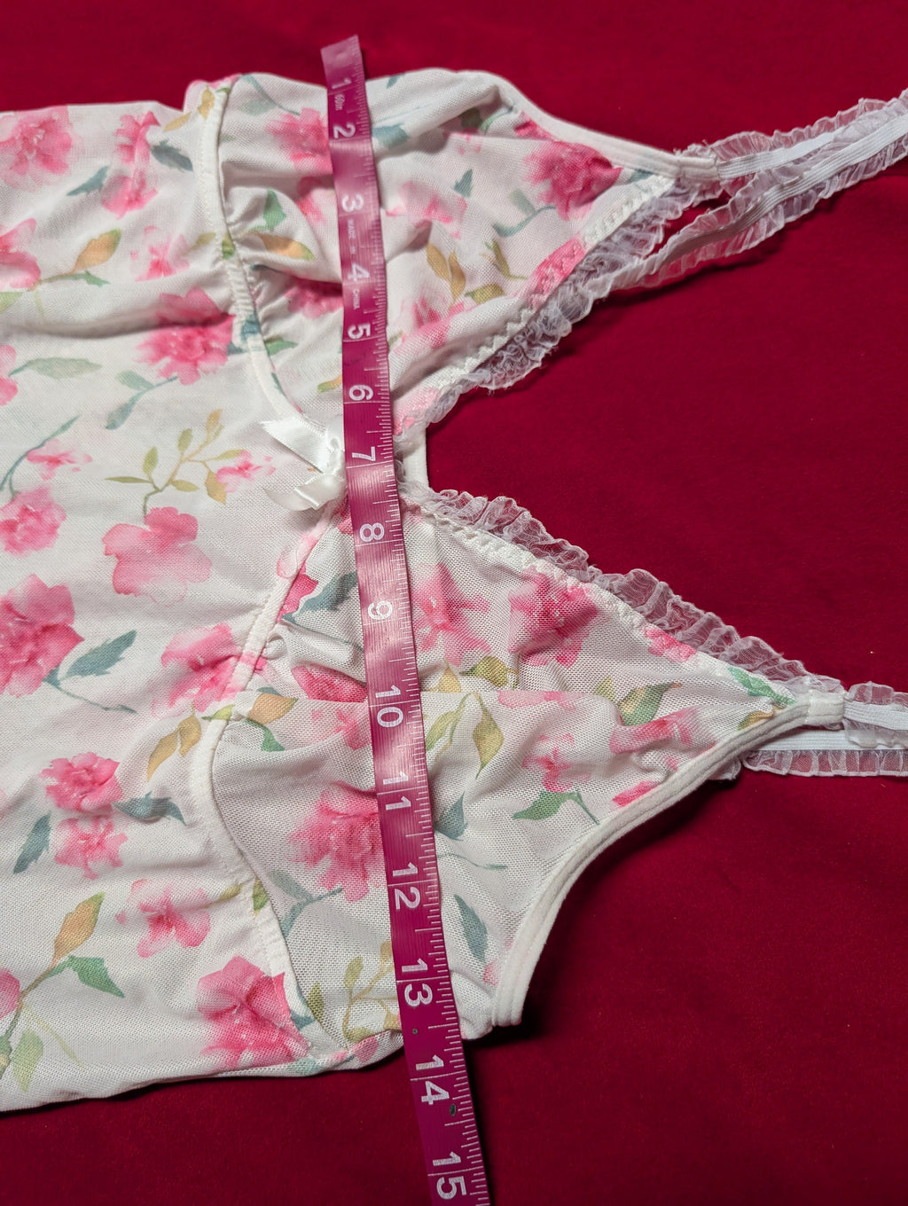 White & Pink Floral Babydoll Chemise size Large
