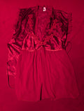Beautiful Red Beaded Trim Babydoll Chemise and Short Robe Set size Large