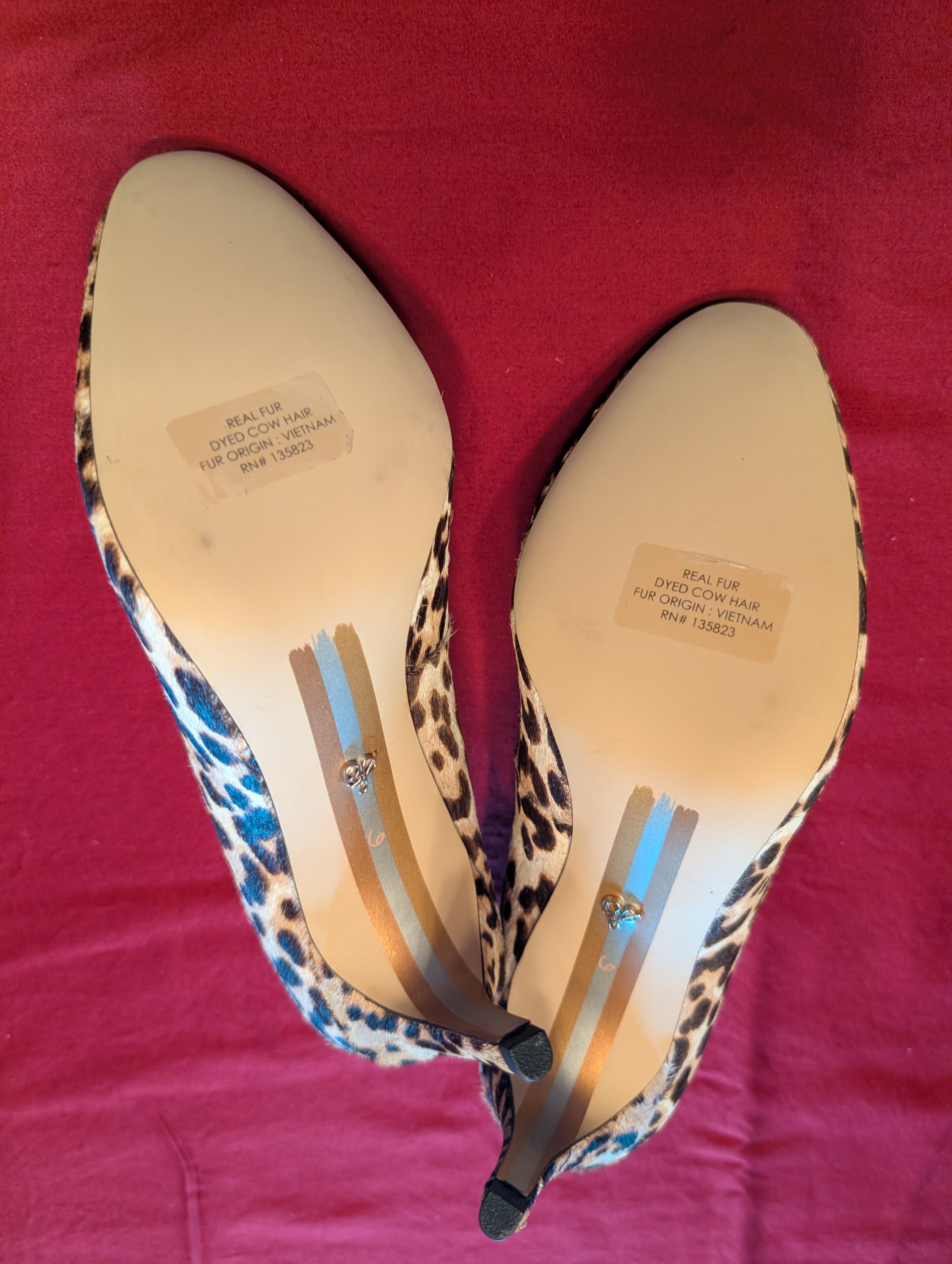 Sam Edelman Elise Dyed Cow Fur Animal Print Leopard Heels size 6