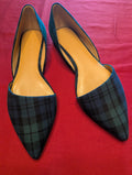 New in Box J. Crew Beautiful Pointed Blackwatch Plaid Zoe D'Orsay Flats Shoes size 10.5
