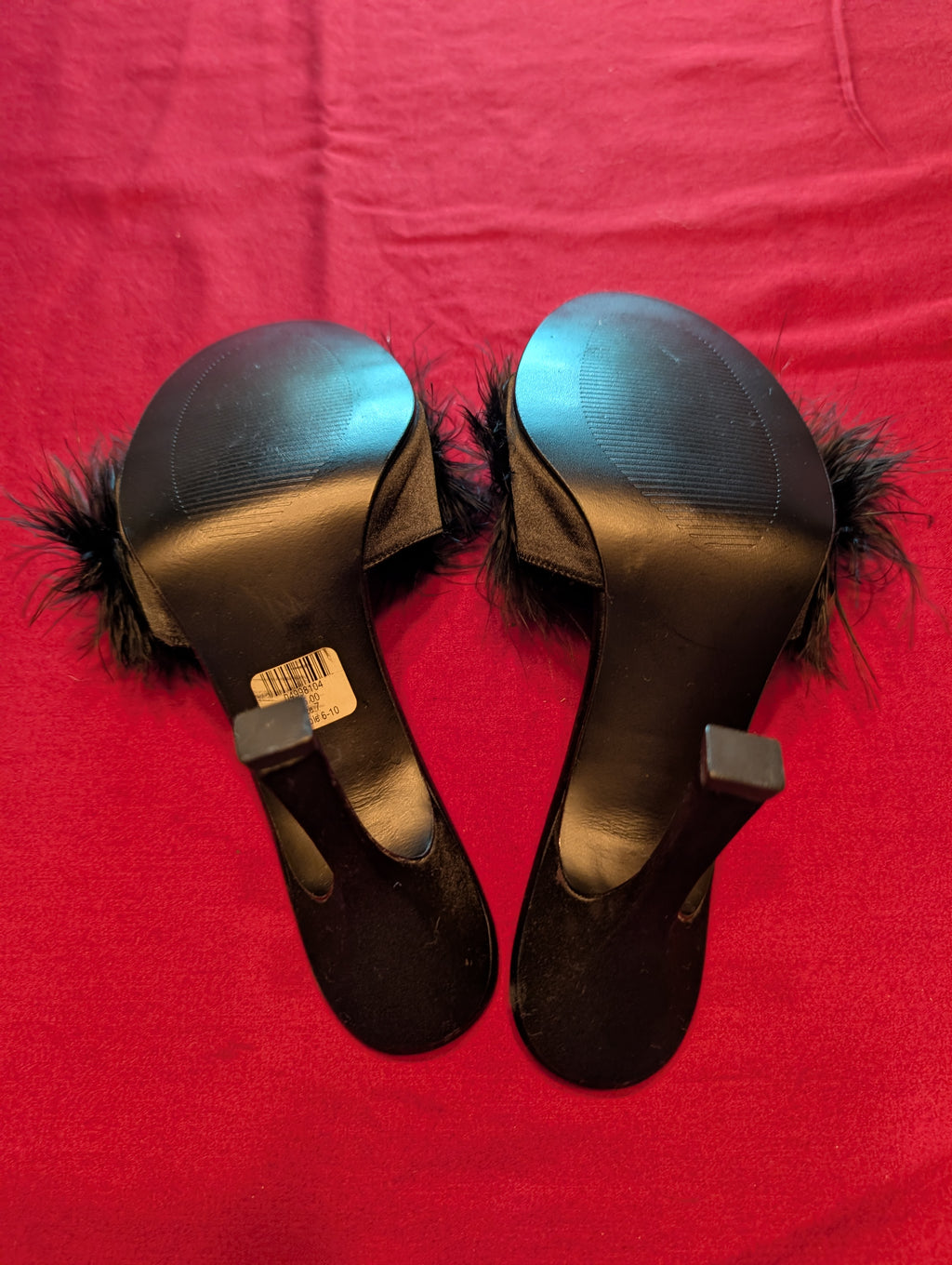 VS Victoria's Secret Open Toe Marabou Feather Boudoir Heels in Black size 7