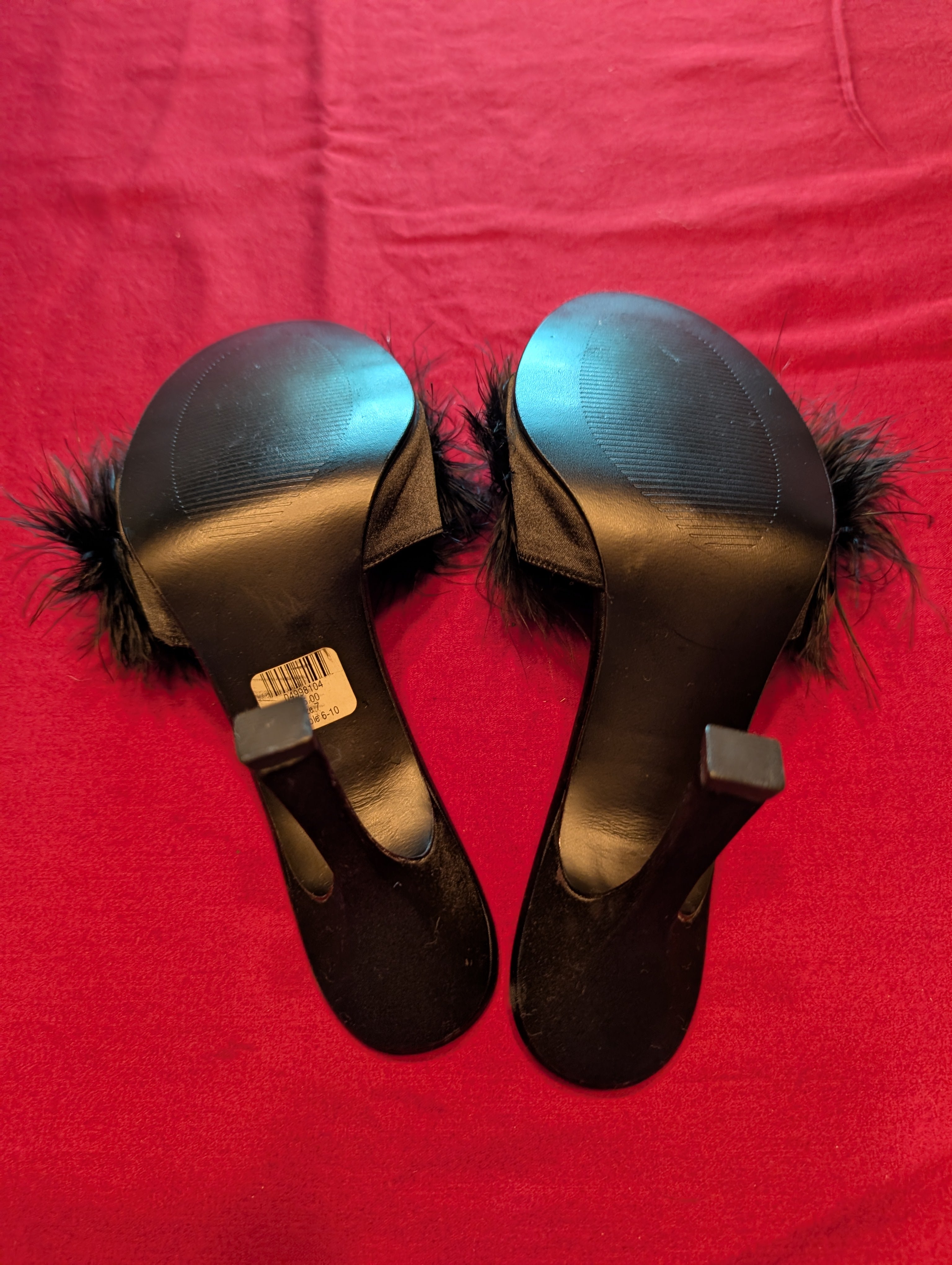 VS Victoria's Secret Open Toe Marabou Feather Boudoir Heels in Black size 7