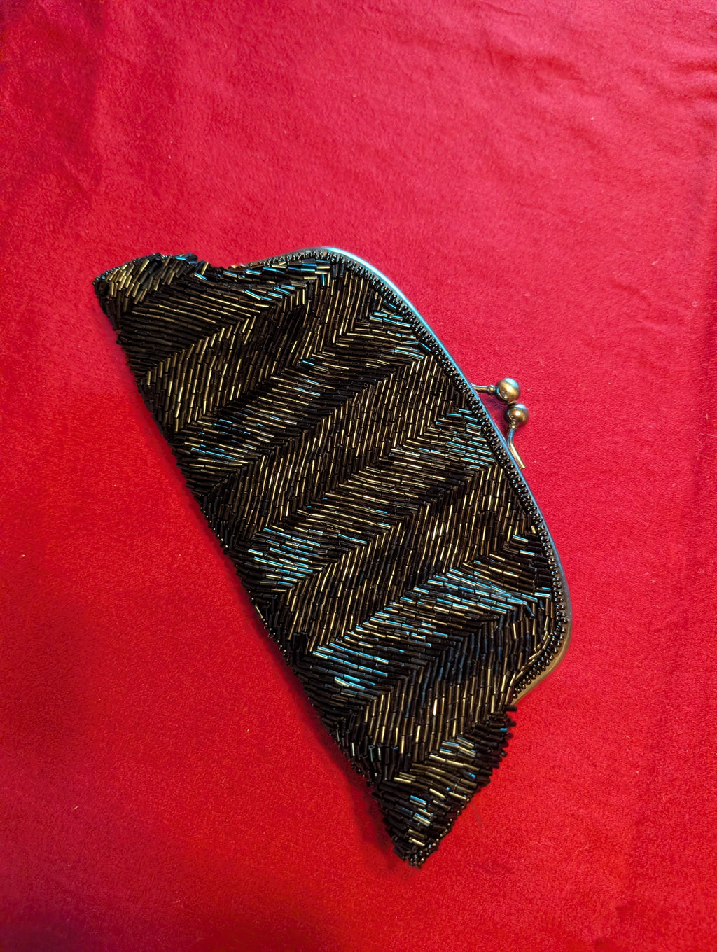The Limited Chevron Beaded Envelope Clutch Bag Wallet Purse Wristlet in Black