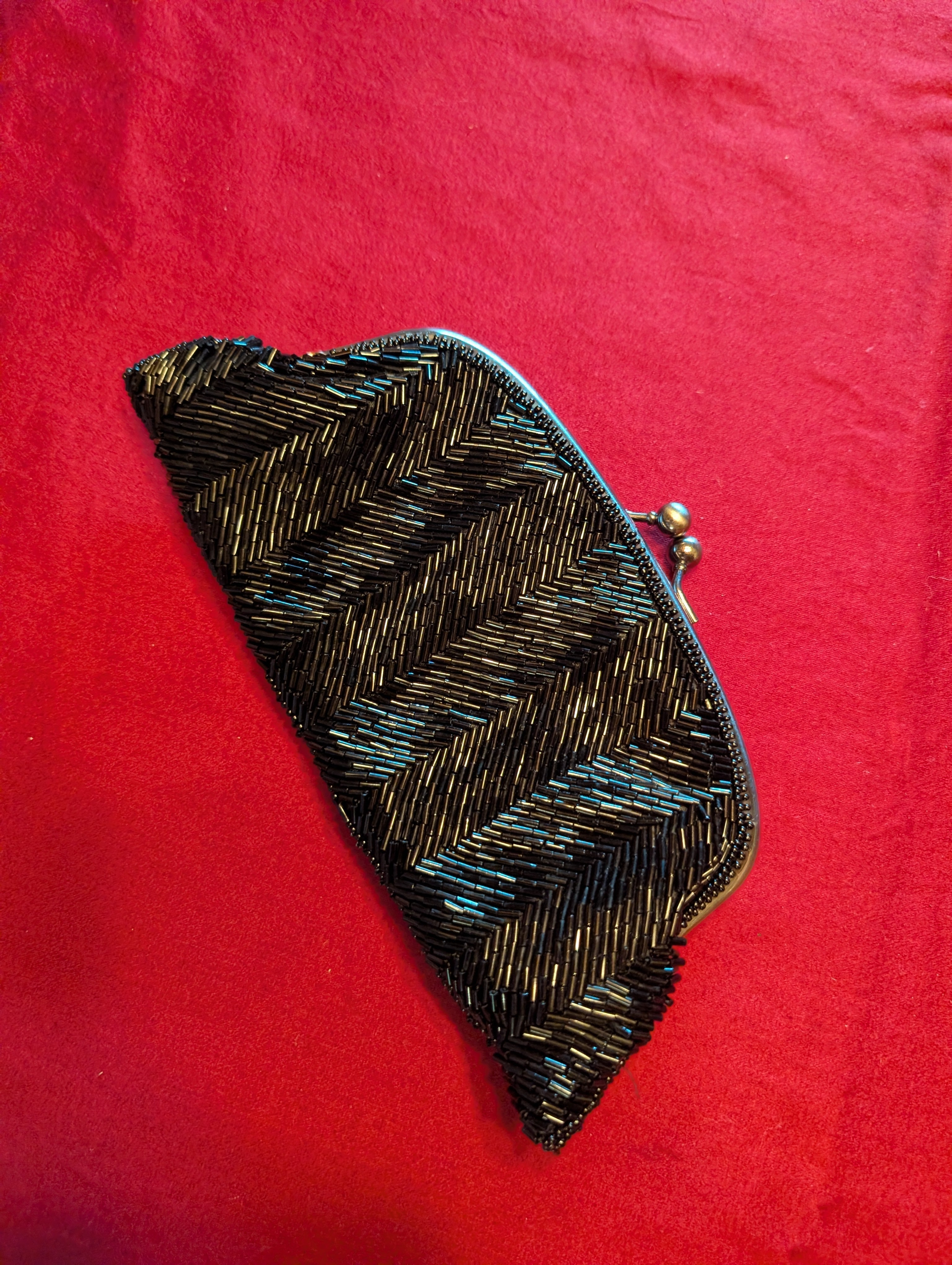 The Limited Chevron Beaded Envelope Clutch Bag Wallet Purse Wristlet in Black