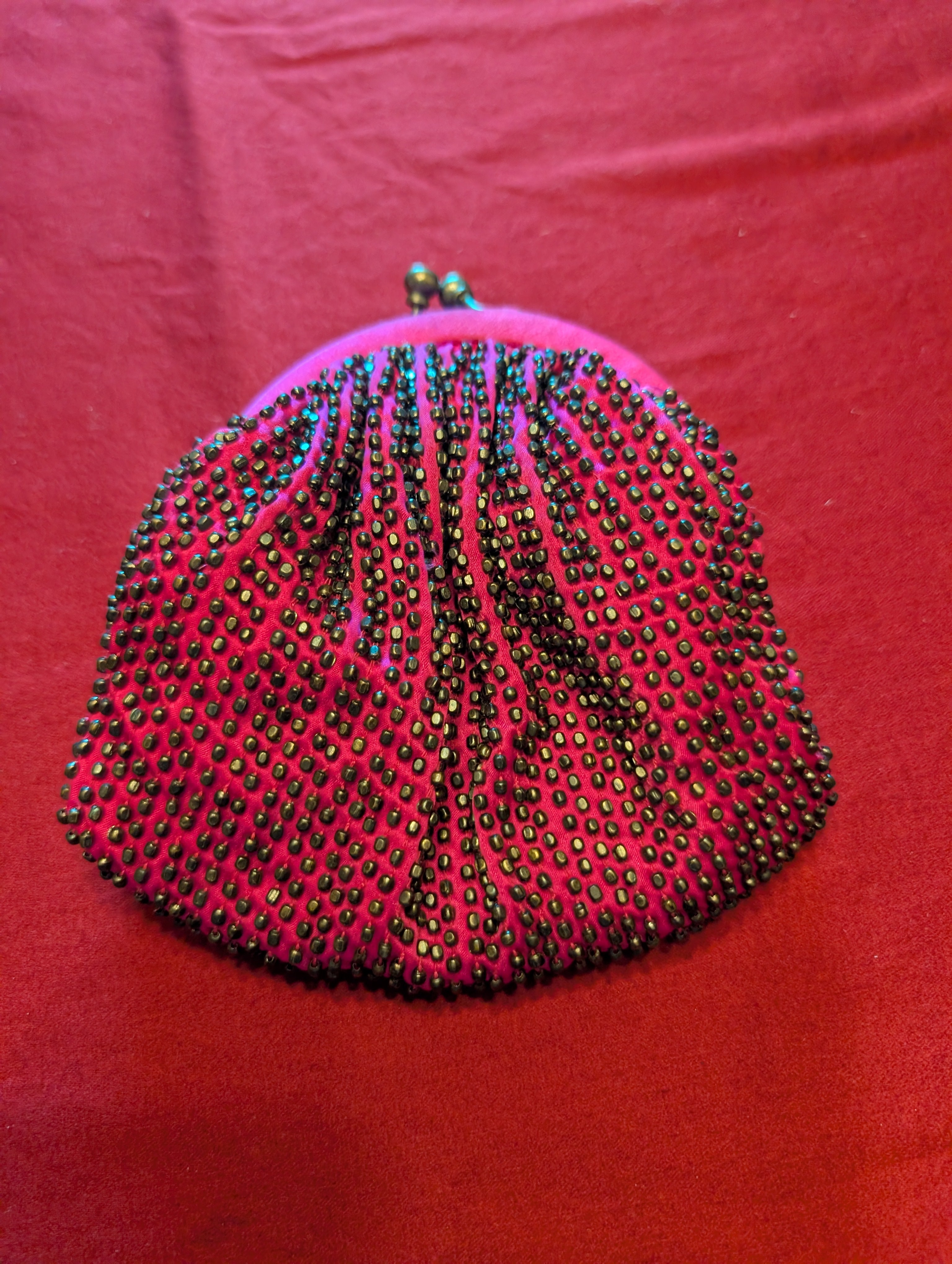 Santi India Beaded Hot Pink Fuchsia Shoulder Crossbody Clutch Pouch Bag