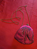 Santi India Beaded Hot Pink Fuchsia Shoulder Crossbody Clutch Pouch Bag