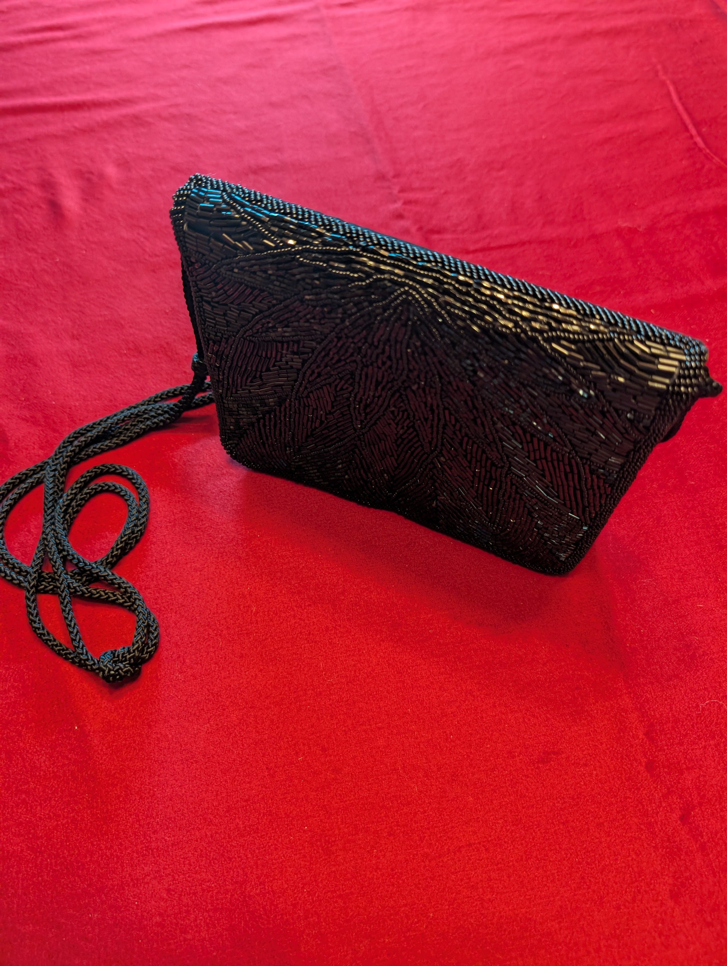 Vintage Jovan Musk Promotional Evening Edition Black Beaded Bag Clutch Envelope Bag