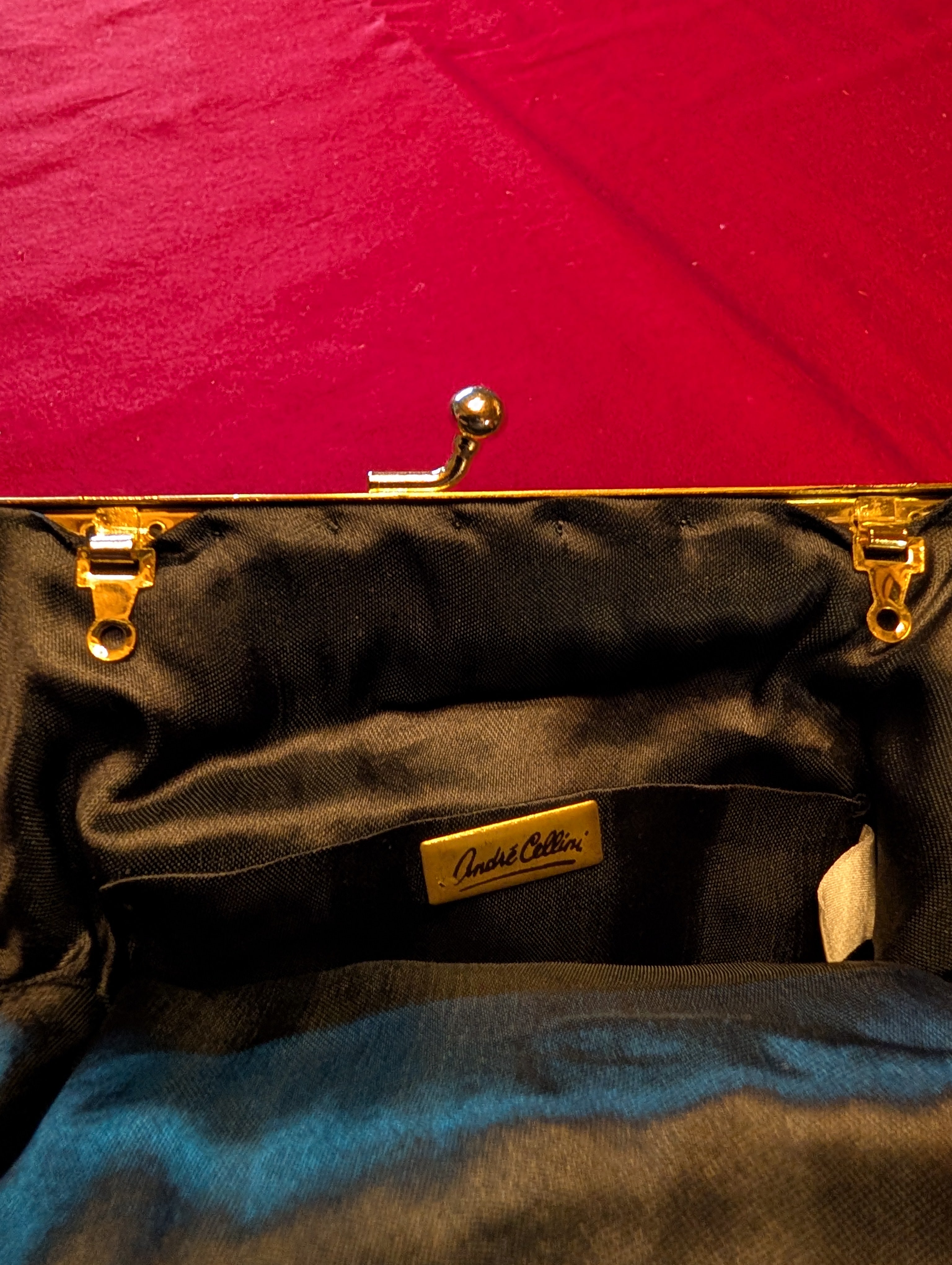 Vintage Andre Cellini Beaded Shell Clutch Pouch Bag in Black