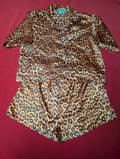 Satin Animal Print Cheetah Short Sleeved & Shorts Pajama Set size 1X