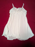 Maidenform Bridal White Beaded Sheer Split Front Babydoll Slip Chemise Dress size Medium
