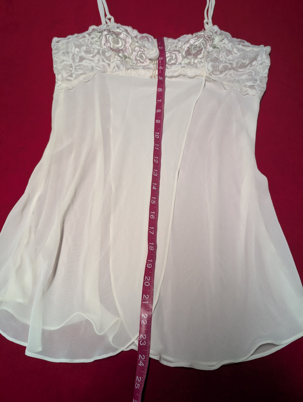 Maidenform Bridal White Beaded Sheer Split Front Babydoll Slip Chemise Dress size Medium