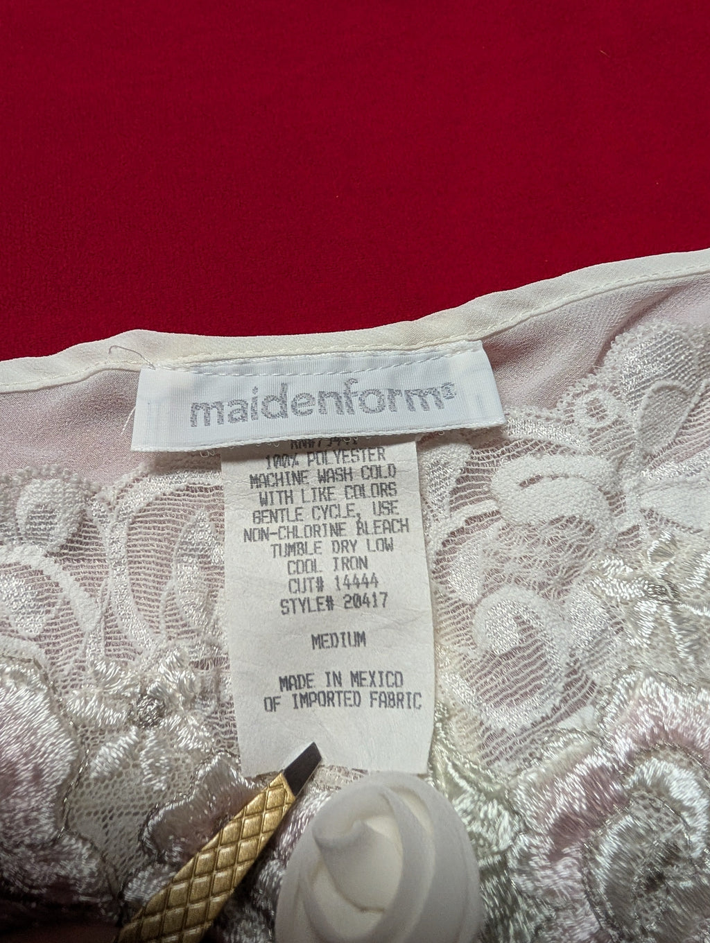 Maidenform Bridal White Beaded Sheer Split Front Babydoll Slip Chemise Dress size Medium