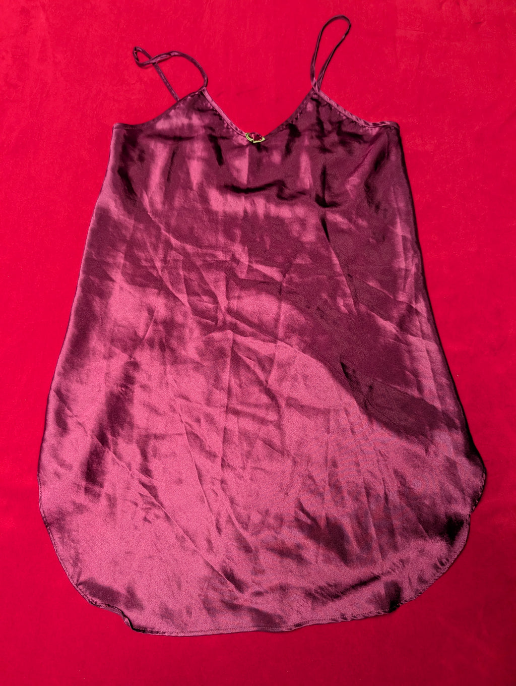Vintage Kristine Tyler Burgundy Red Satin Mini Slip Dress Chemise with Rosette Detail Made in USA size Medium