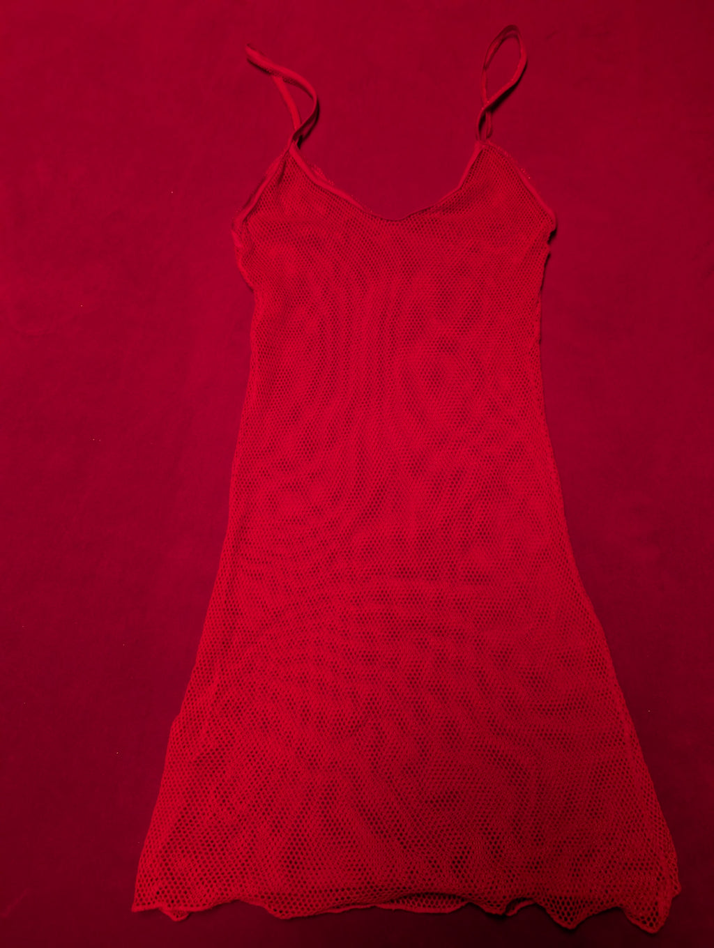 Red Sheer Fishnet Mini Dress size Small