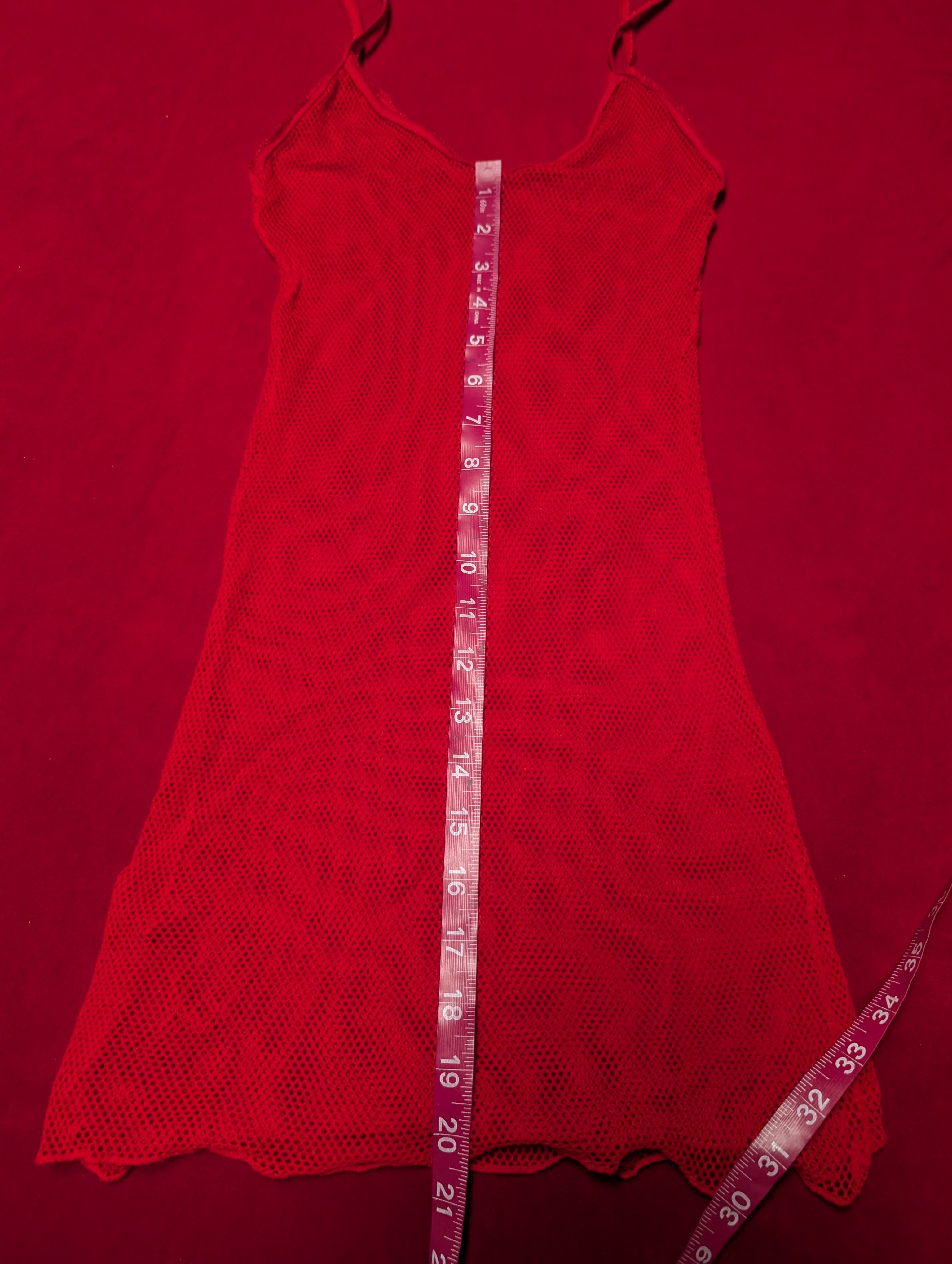 Red Sheer Fishnet Mini Dress size Small