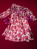 Ambrielle Fuchsia Pink Satin Slip Chemise Dress & Robe Set with Sash Size Medium