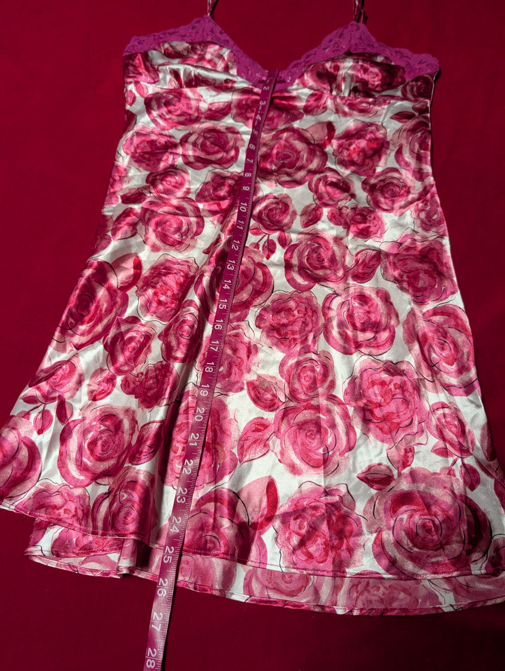 Ambrielle Fuchsia Pink Satin Slip Chemise Dress & Robe Set with Sash Size Medium