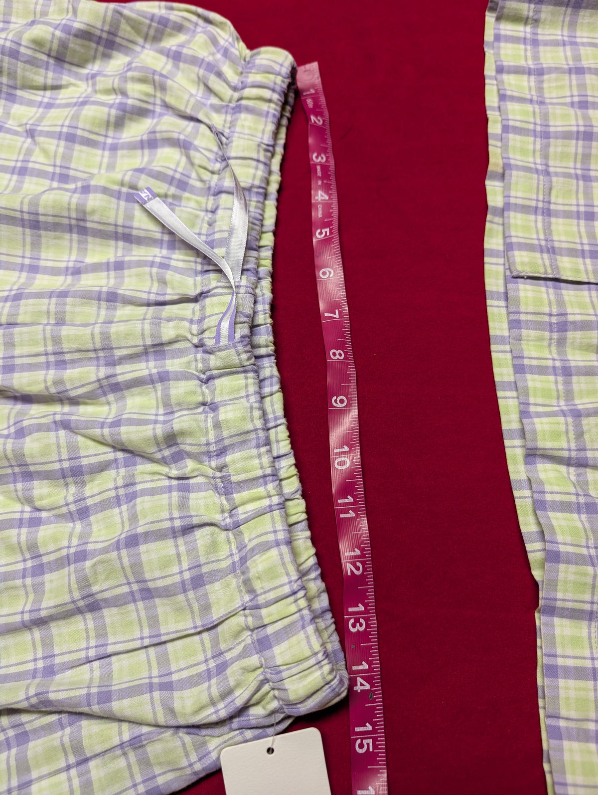 Nautica Purple & Green Shorts & Oversized Button Shirt Pajama Set size Medium
