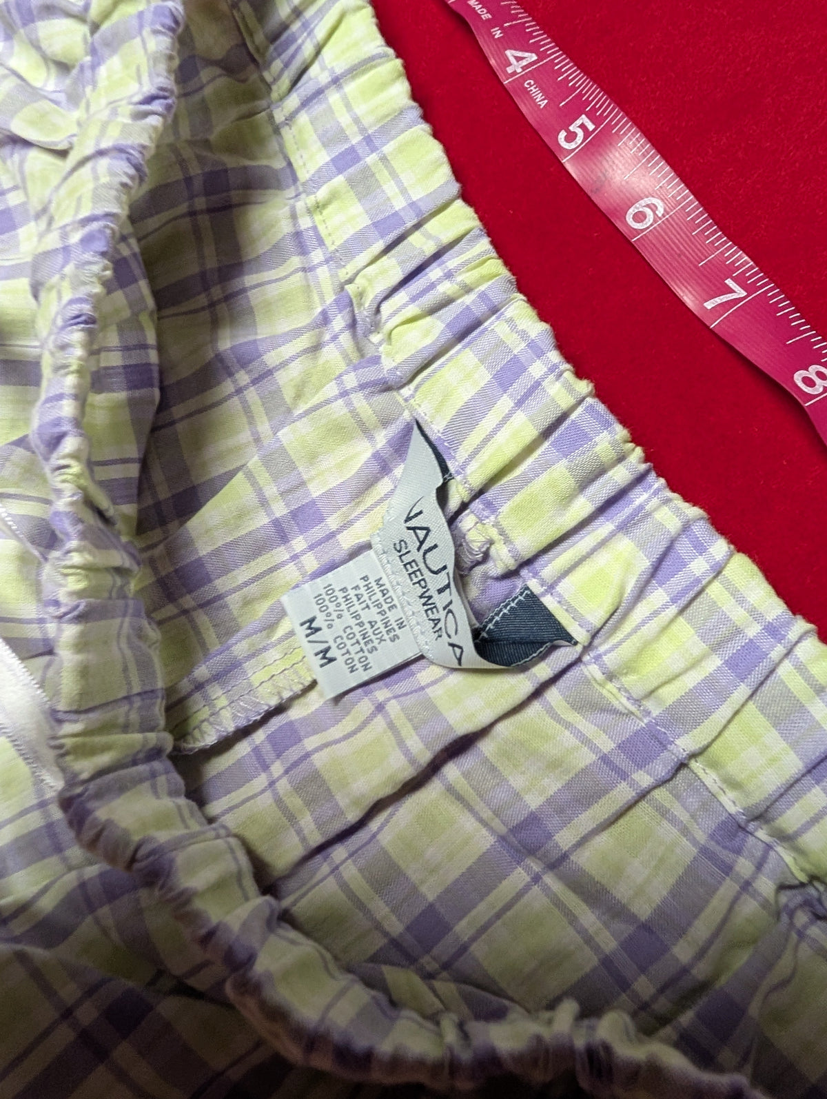 Nautica Purple & Green Shorts & Oversized Button Shirt Pajama Set size Medium