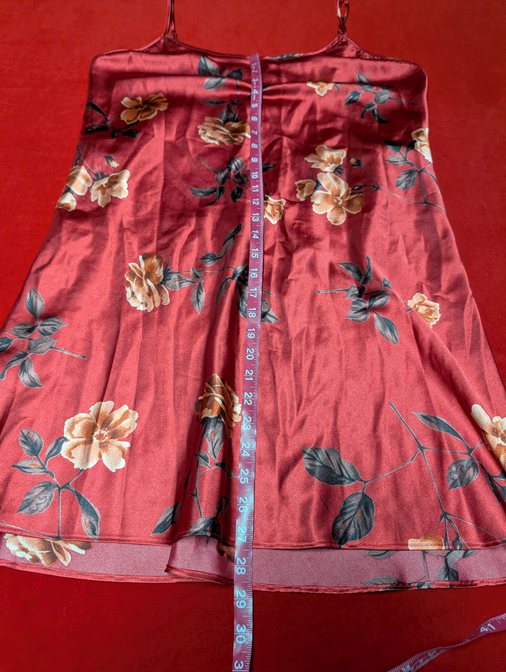 Secret Treasures Red Roses Satin Slip Chemise & Robe Set size XL