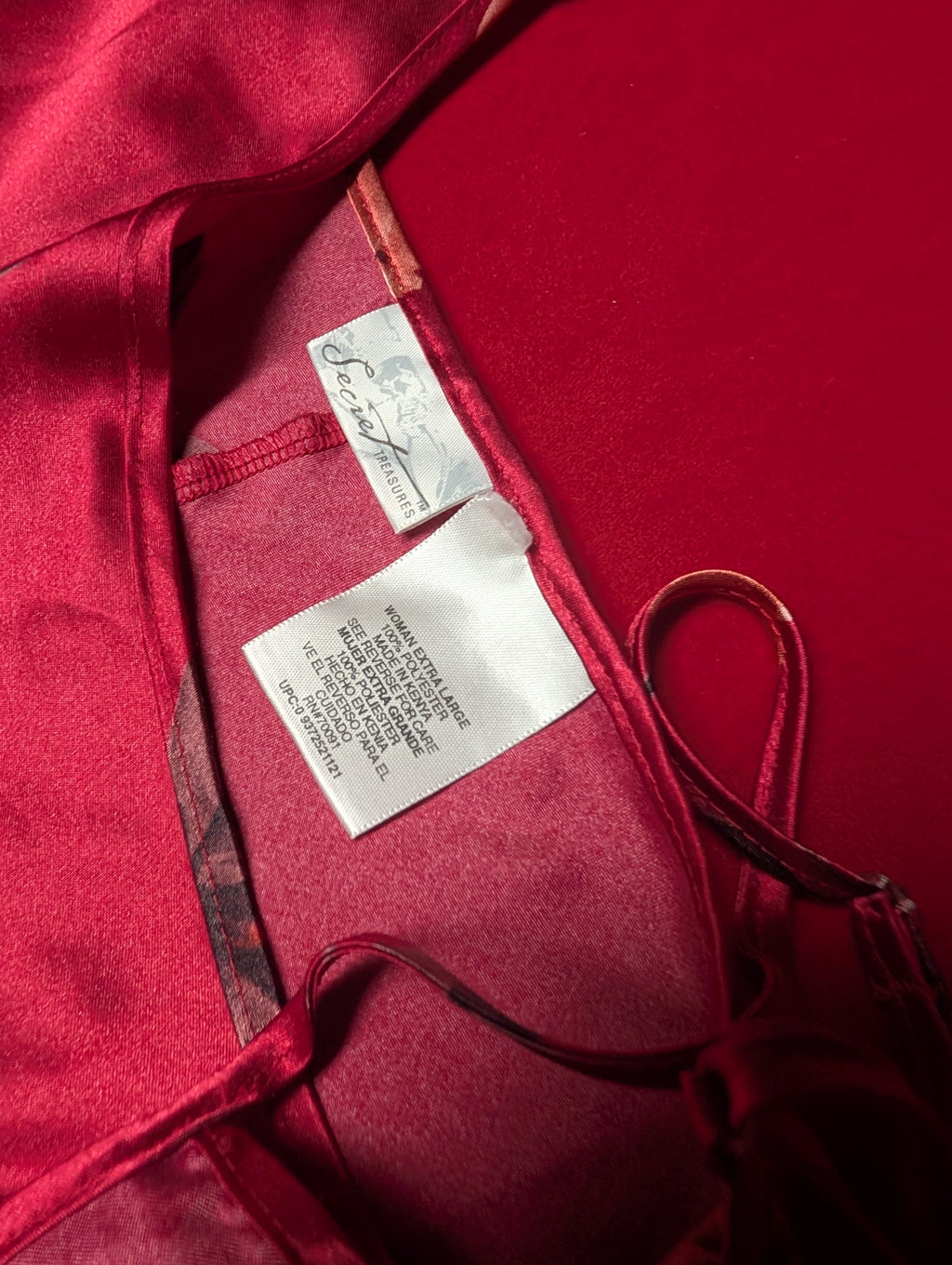Secret Treasures Red Roses Satin Slip Chemise & Robe Set size XL
