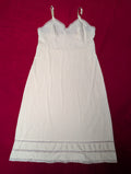 Vintage Nylon Cream Off-White Midi Slip Chemise Dress size Large
