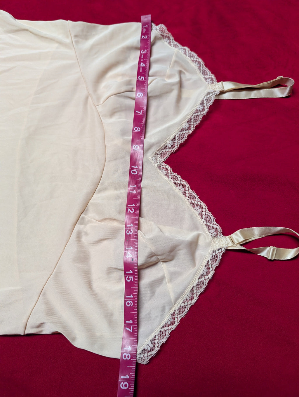 Vintage Nylon Cream Off-White Midi Slip Chemise Dress size Large