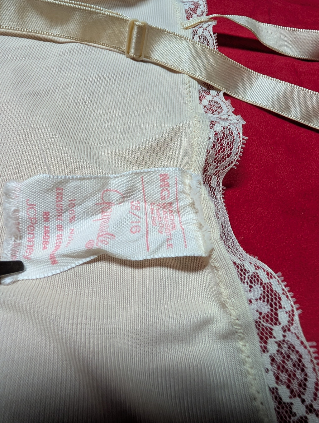 Vintage Nylon Cream Off-White Midi Slip Chemise Dress size Large