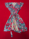 Soft Blue & Pink Floral Short Sleeved Robe size Medium