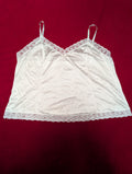 Vintage Nylon Lace Trim White Babydoll Camisole Top size XL