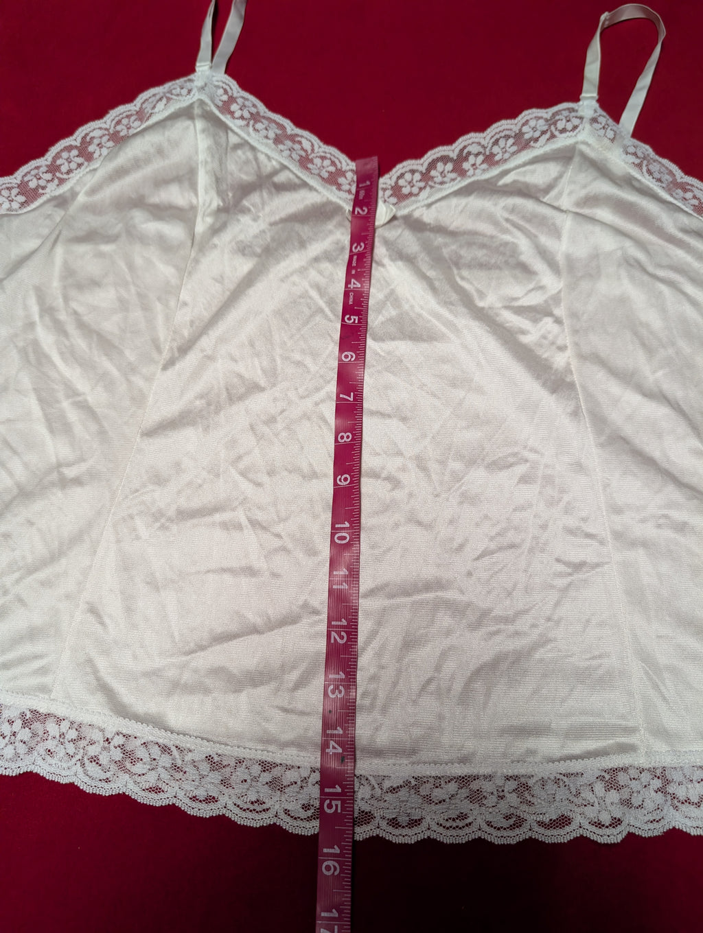 Vintage Nylon Lace Trim White Babydoll Camisole Top size XL
