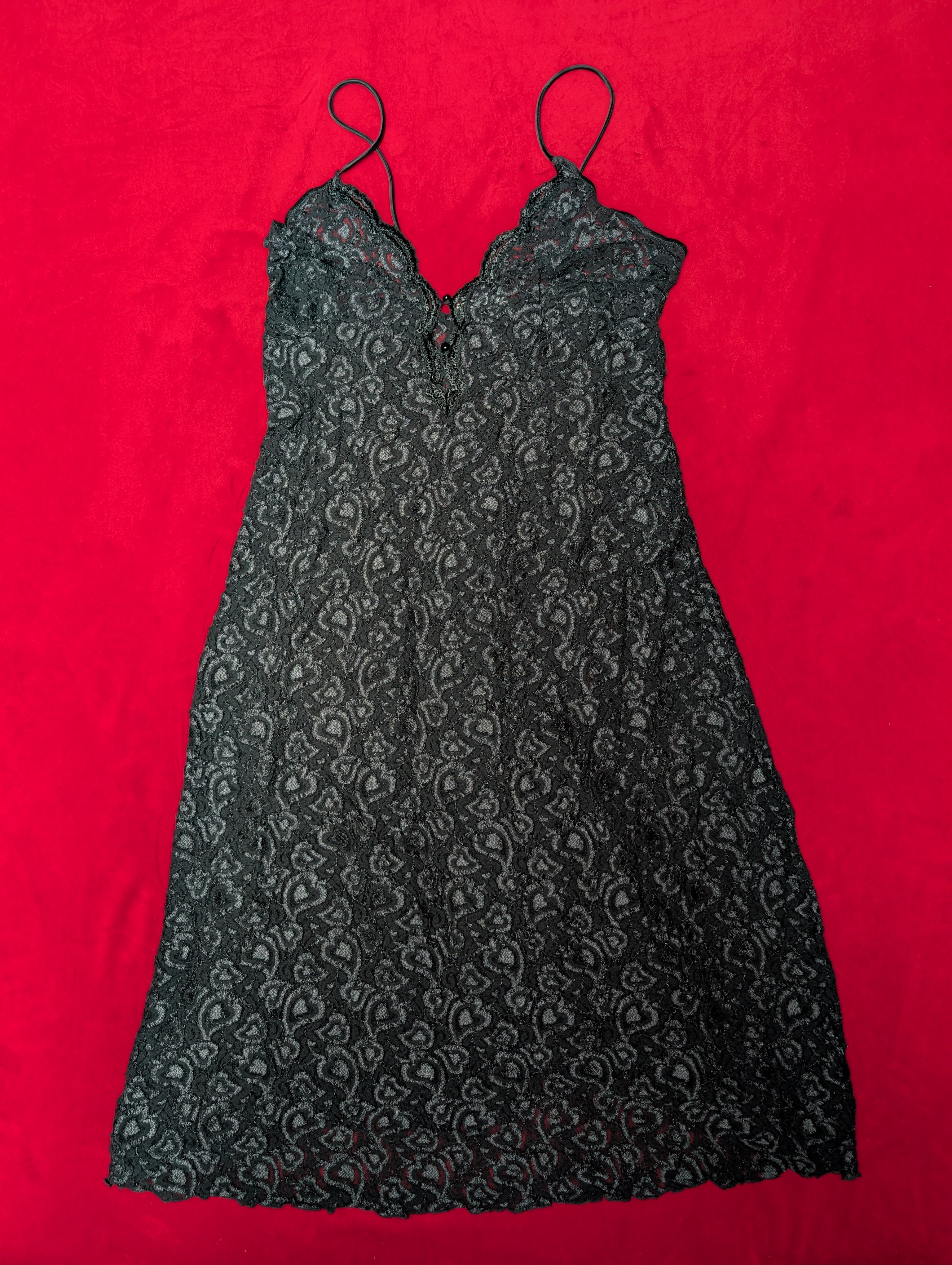 Private Luxuries Button-down Lace Little Black Chemise in Small