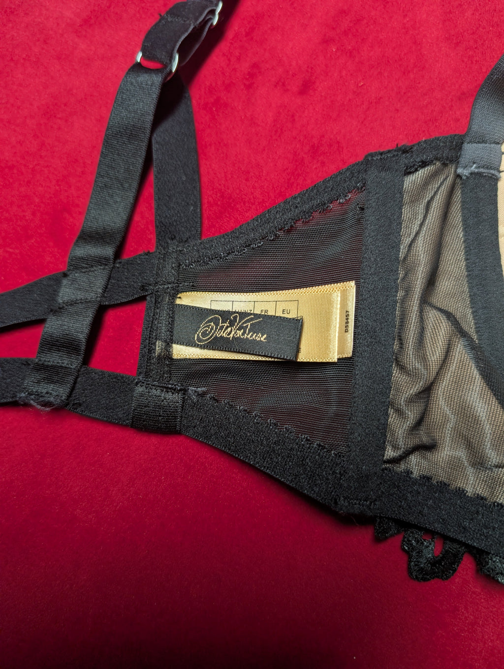 Dita Von Teese Black Dahlia Caged Embroidered Bra 36H
