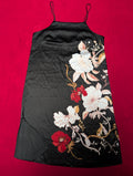 Black Beauty Floral Satin and Lace Slip Dress in Small