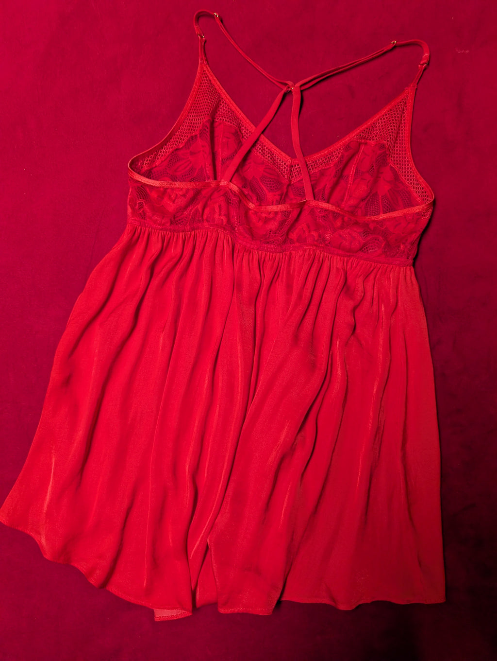 Soma Intimates Soma's Sexiest Crinkle Red Satin Lace Chemise in Large